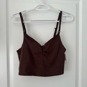Women’s Brown Adjustable-Strap Bralette Crop Top